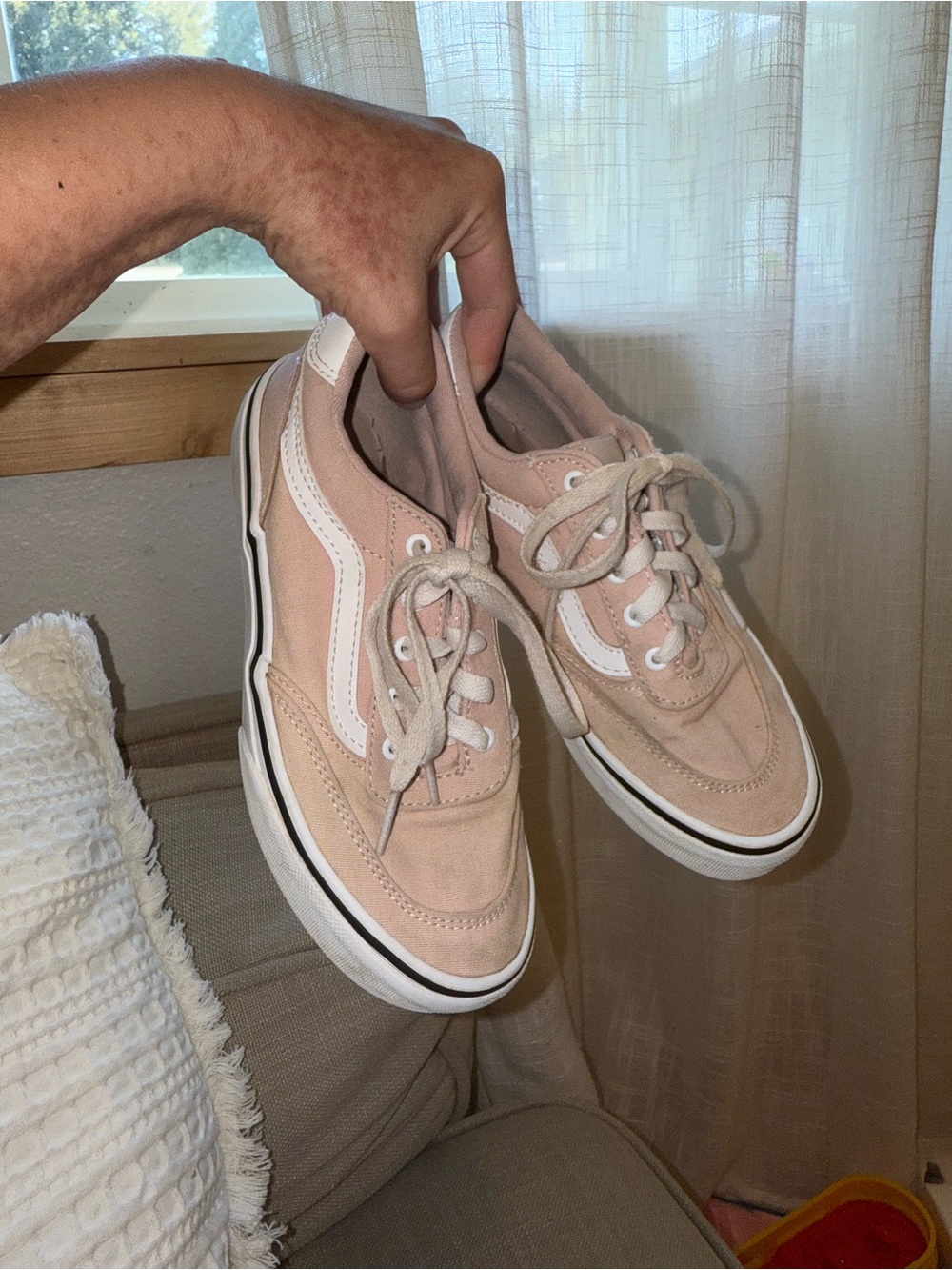 Vans Classic Low-Top Canvas Sneakers in Light Pink with White Stripe